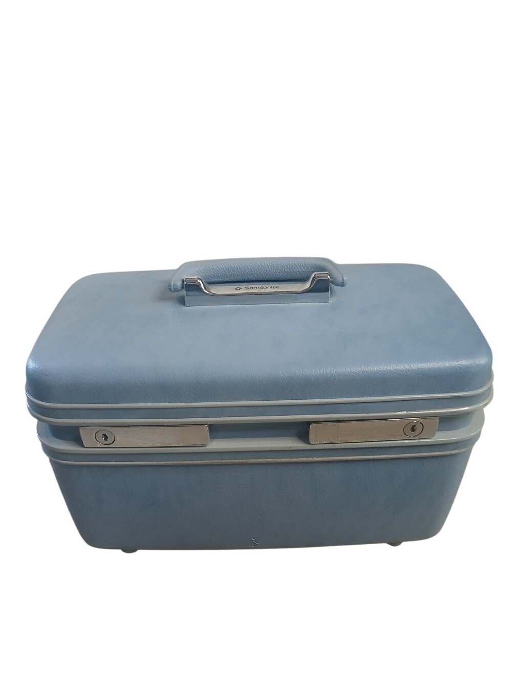 Samsonite Retro Luggage Style Vintage 50's Hard Case w/ Tray Blue Silver Tone